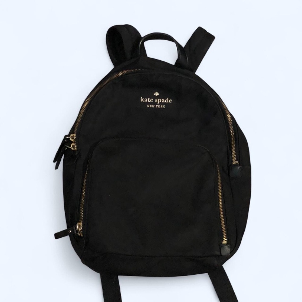 Kate Spade New York Watson Lane Hartley Nylon Backpack Black Gold Tone